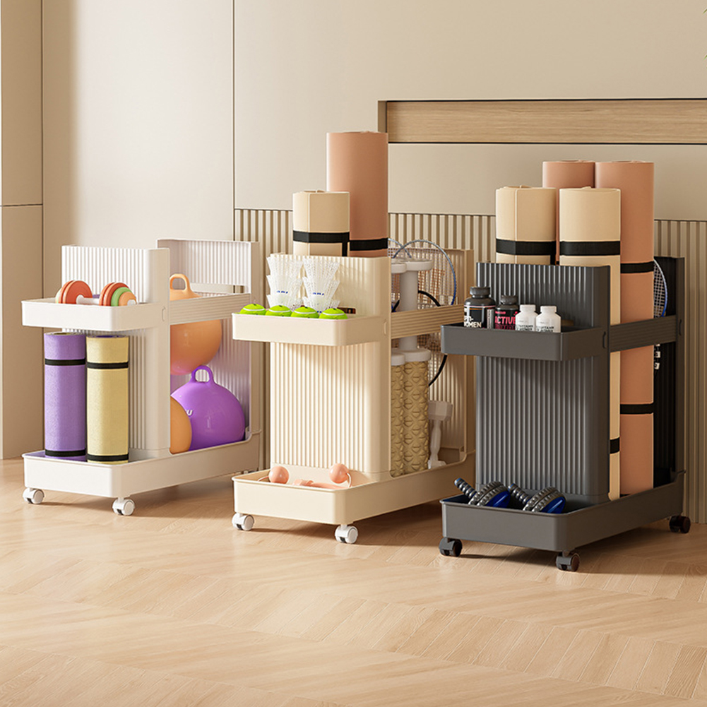 Sports Equipment Storage Rack - Gym Equipment Holder with Wheels Fitness