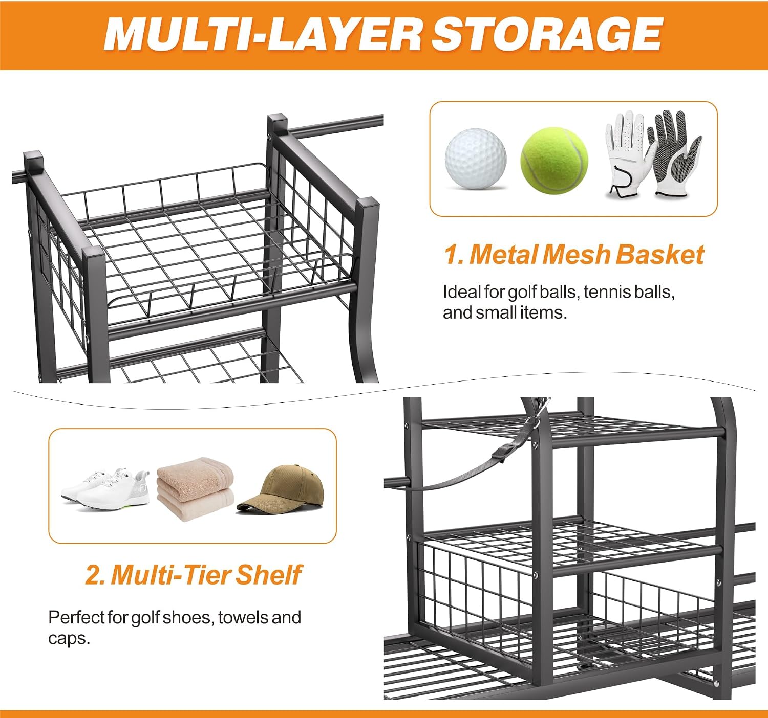 Golf Bag Storage Rack Organize - Sports Equipment Garage Organizer 评论和价格