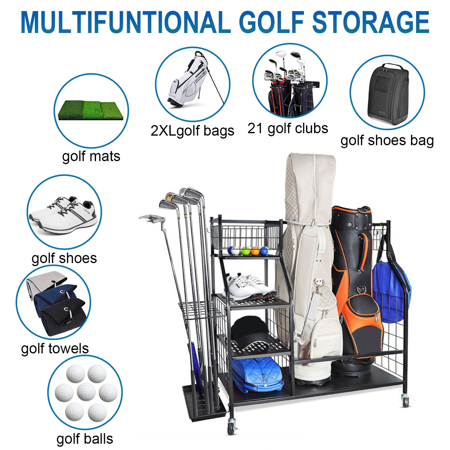 Golf Bag Storage Garage Organi - Sports Equipment Garage Organizer 评论和价格