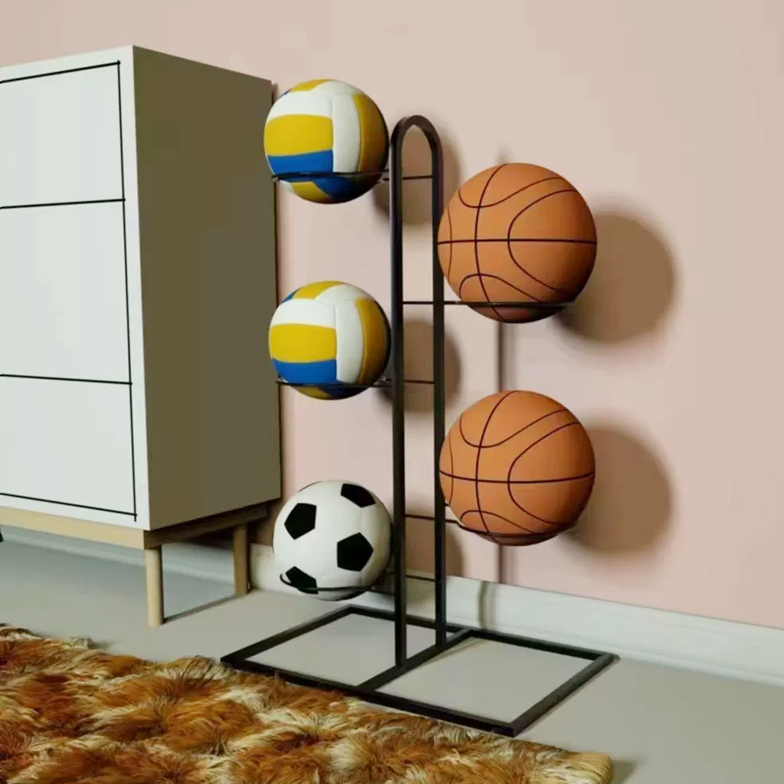 Foldable Basketball Rack Multi - Sports Equipment Garage Organizer 评论和价格