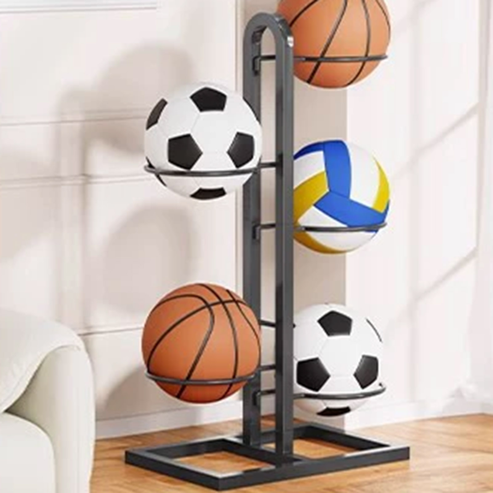 Foldable Basketball Rack Multi - Sports Equipment Garage Organizer 评论和价格